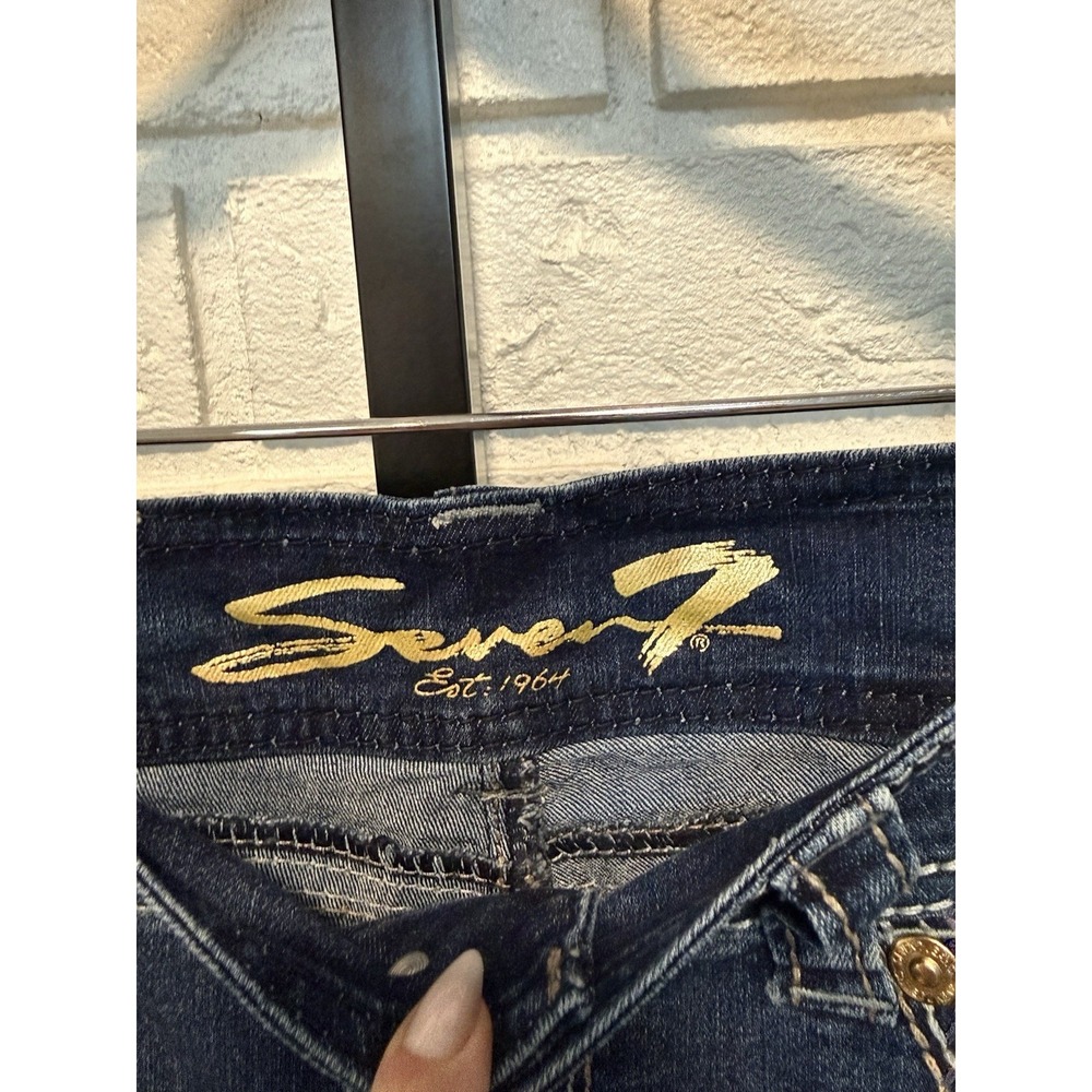 Seven7 Boot Cut Jeans Womens Size 12 Dark Wash Stretch Denim Classic Fit - Picture 5 of 9